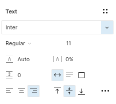 Figma text properties section