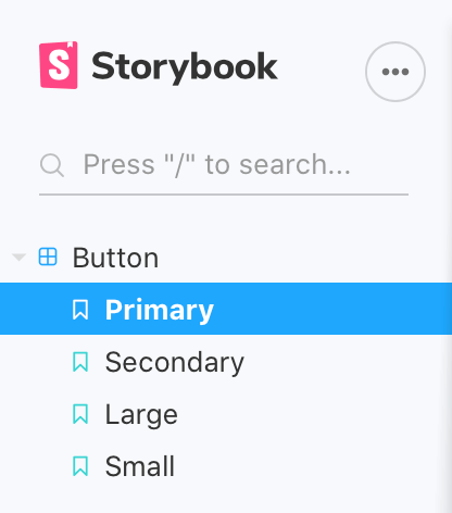 screenshot of Storybook sidebar