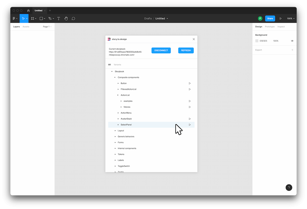 Selecting panel on Figma