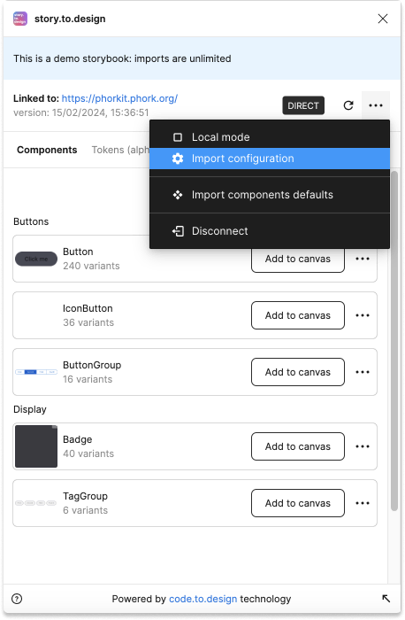 Location of the global configuration screen