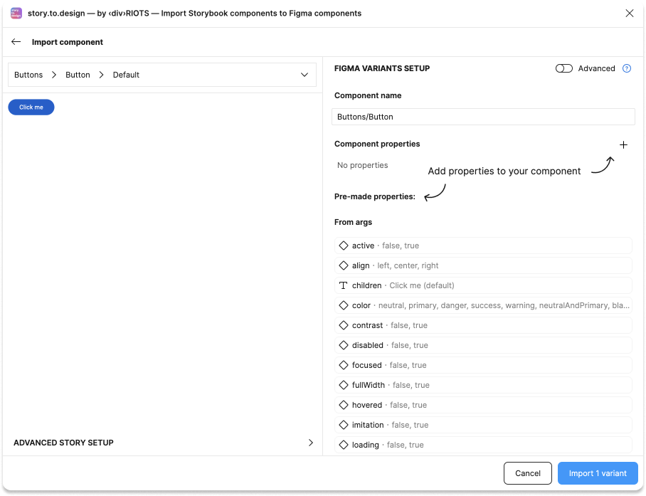 Select the component to import