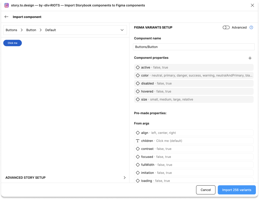 Select the args to create variants for