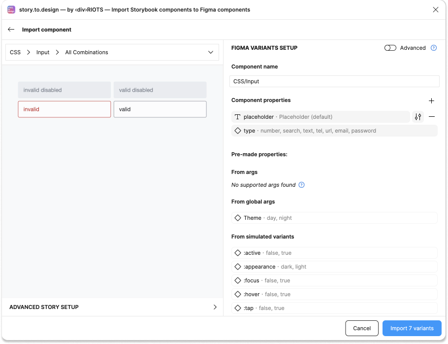 Component properties added to the list