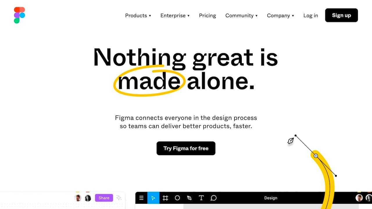 screenshot of Figma homepage