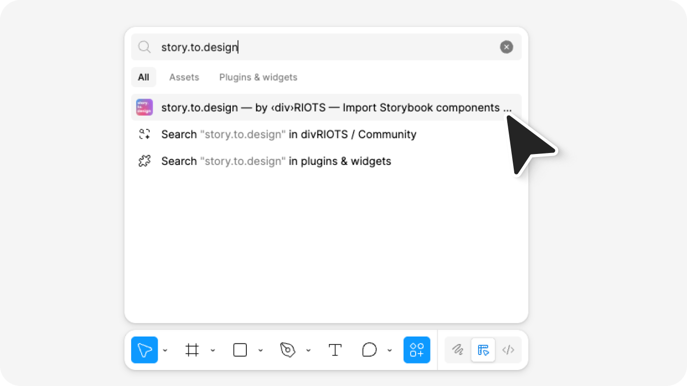 screenshot of story.to.design in the Figma plugins menu