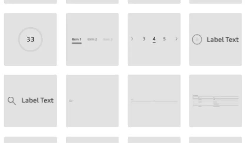screenshot of part of a UI kit generated from Audi's design system