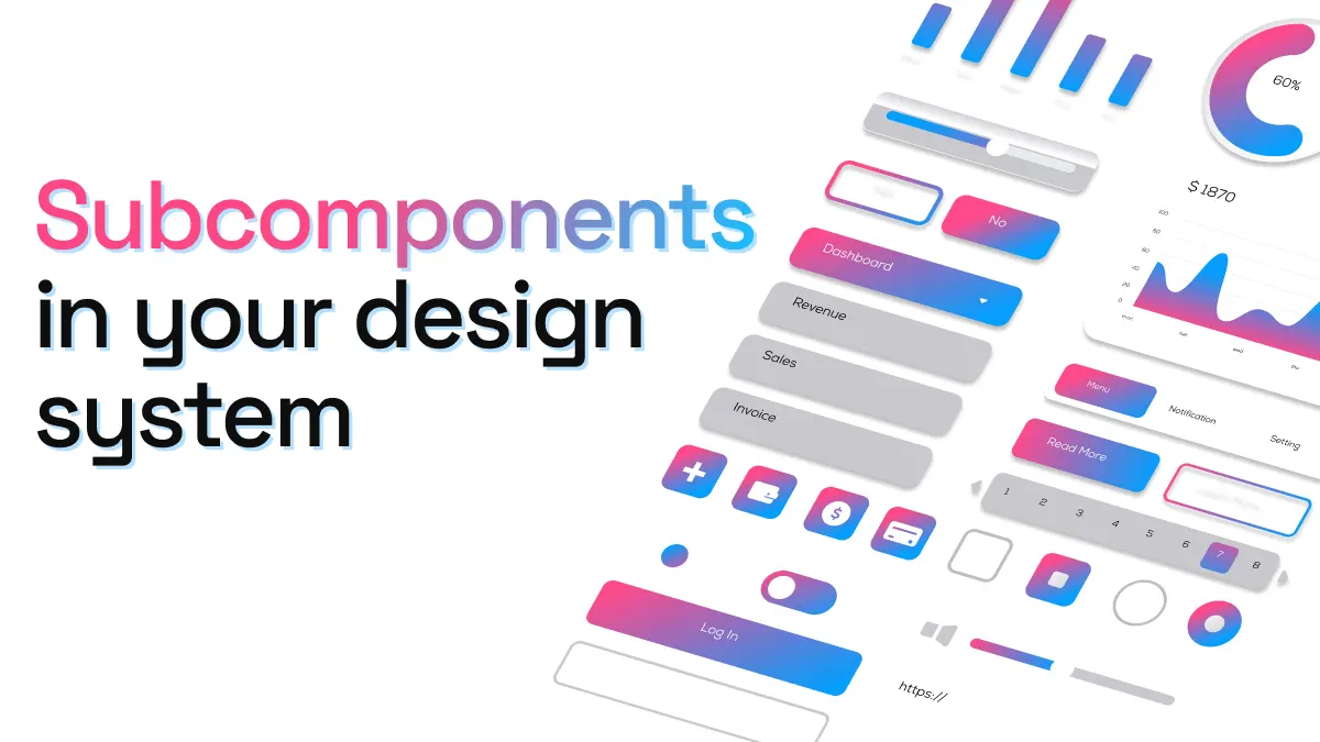 Image of various design system components and the title of the blog post