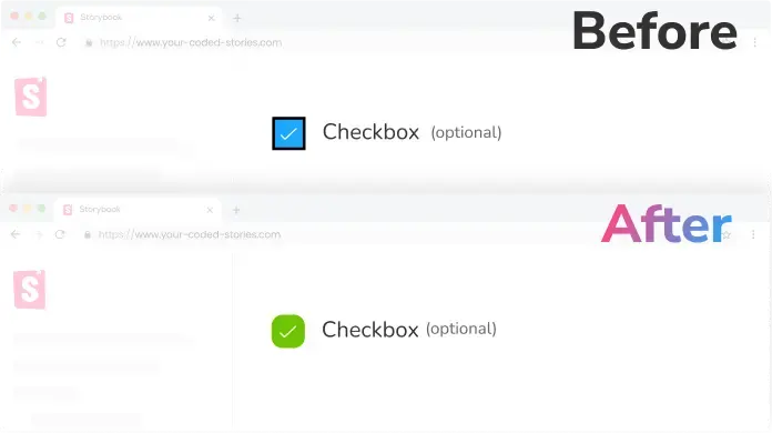 screenshot of before and after of a component change.