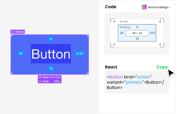 screenshot of before and after of a component change.