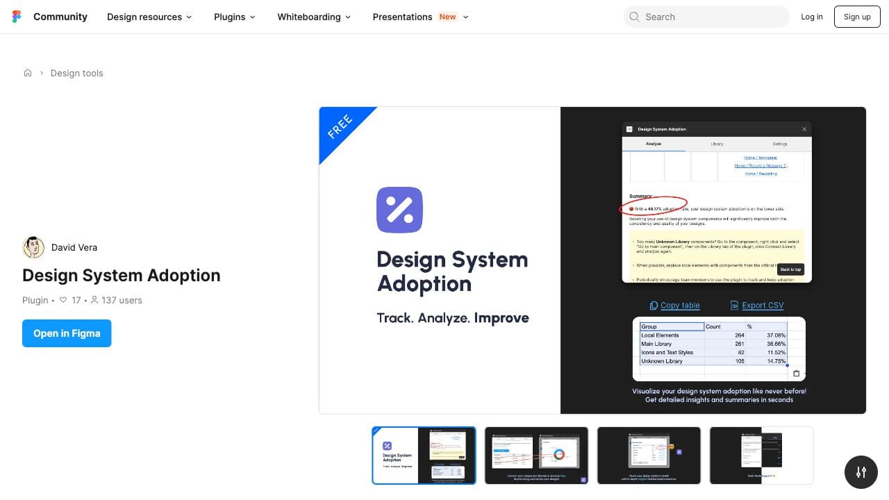 screenshot ofDesign System Adoptionplugin page in Figma