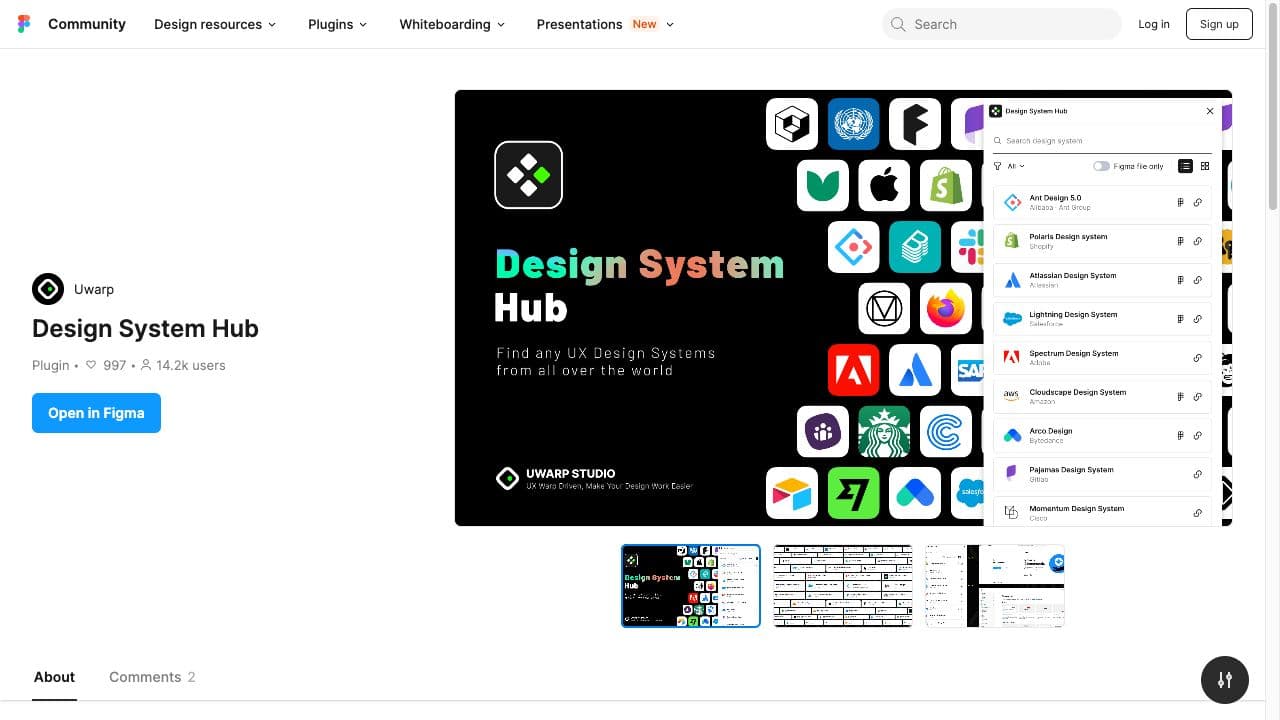 screenshot ofDesign System Hubplugin page in Figma