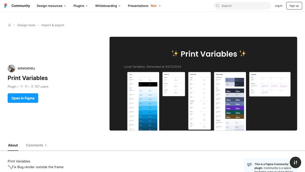 screenshot ofCreate style guides from your variablesplugin page in Figma