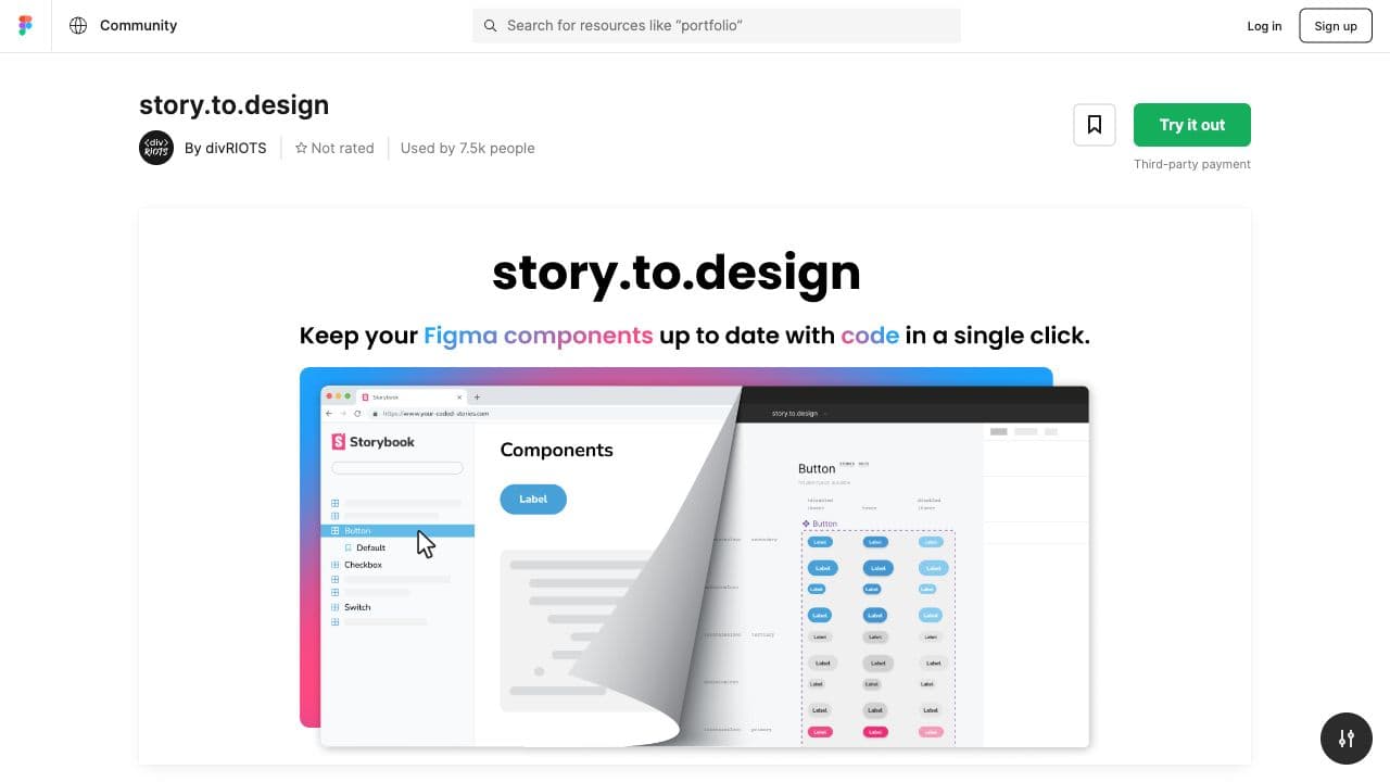 screenshot ofstory.to.designplugin page in Figma