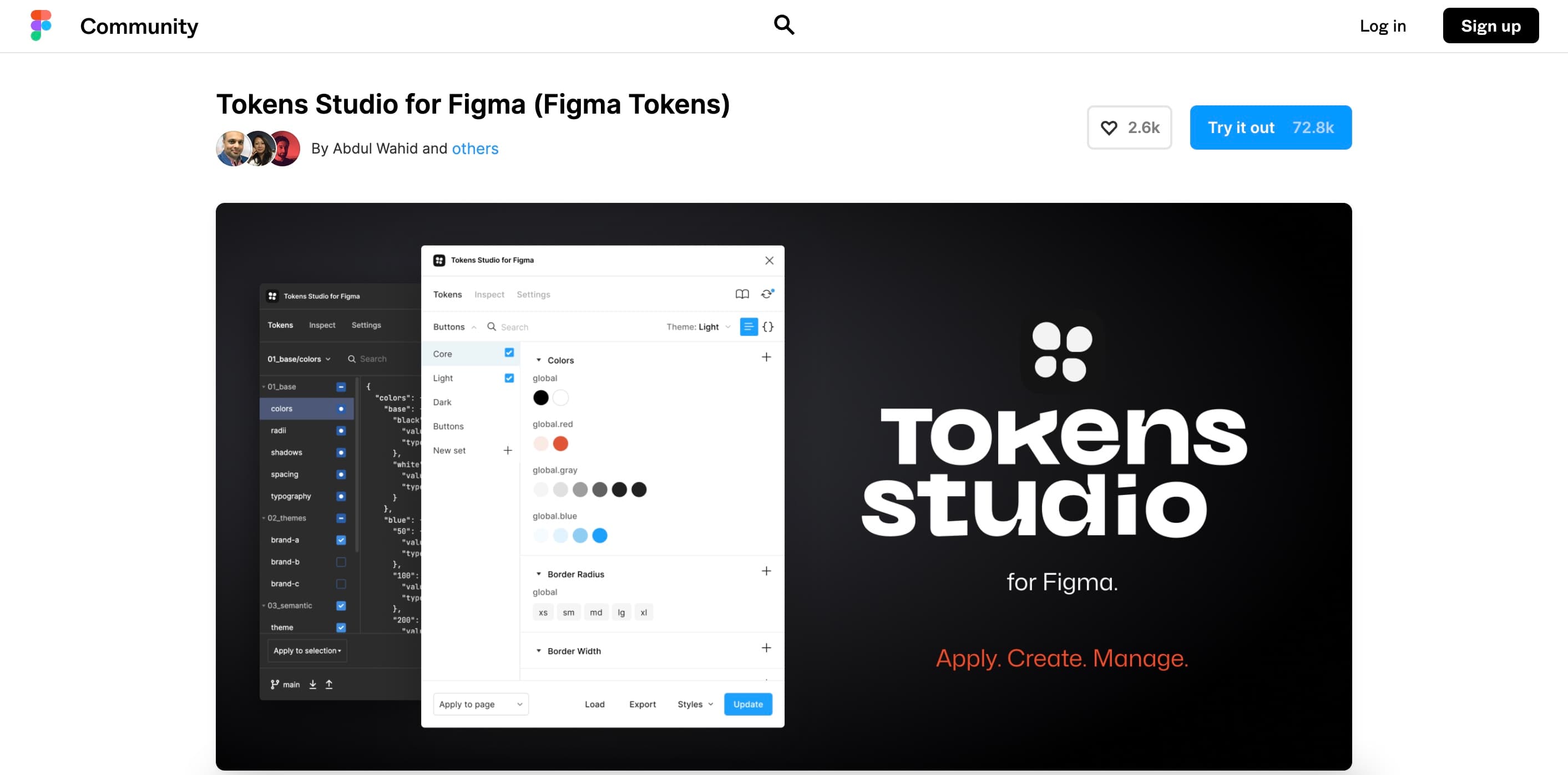 screenshot ofTokens Studio for Figmaplugin page in Figma