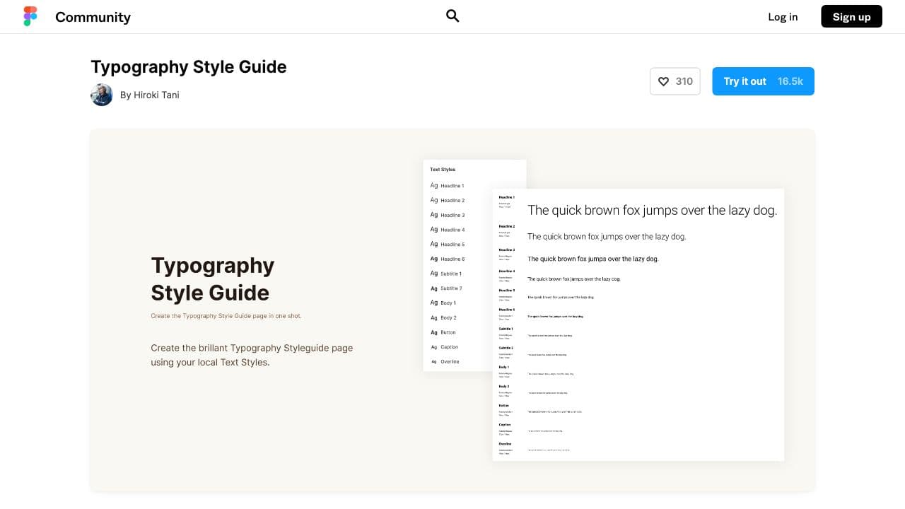 screenshot ofTypography Style Guideplugin page in Figma